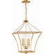 Broche 4 Light 16 inch Antique Gold Mini Chandelier Ceiling Light