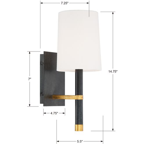Weston 1 Light 5.5 inch Black and Antique Gold Sconce Wall Light