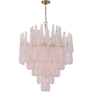 Ollie 21 Light 33.25 inch Aged Brass Chandelier Ceiling Light in Sand Glass Blush