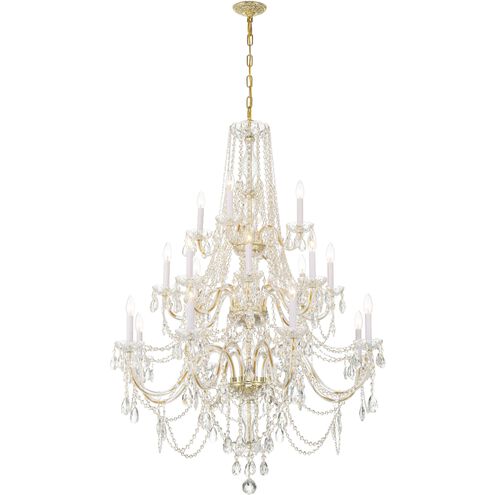 Traditional Crystal 20 Light 38 inch Polished Brass Chandelier Ceiling Light