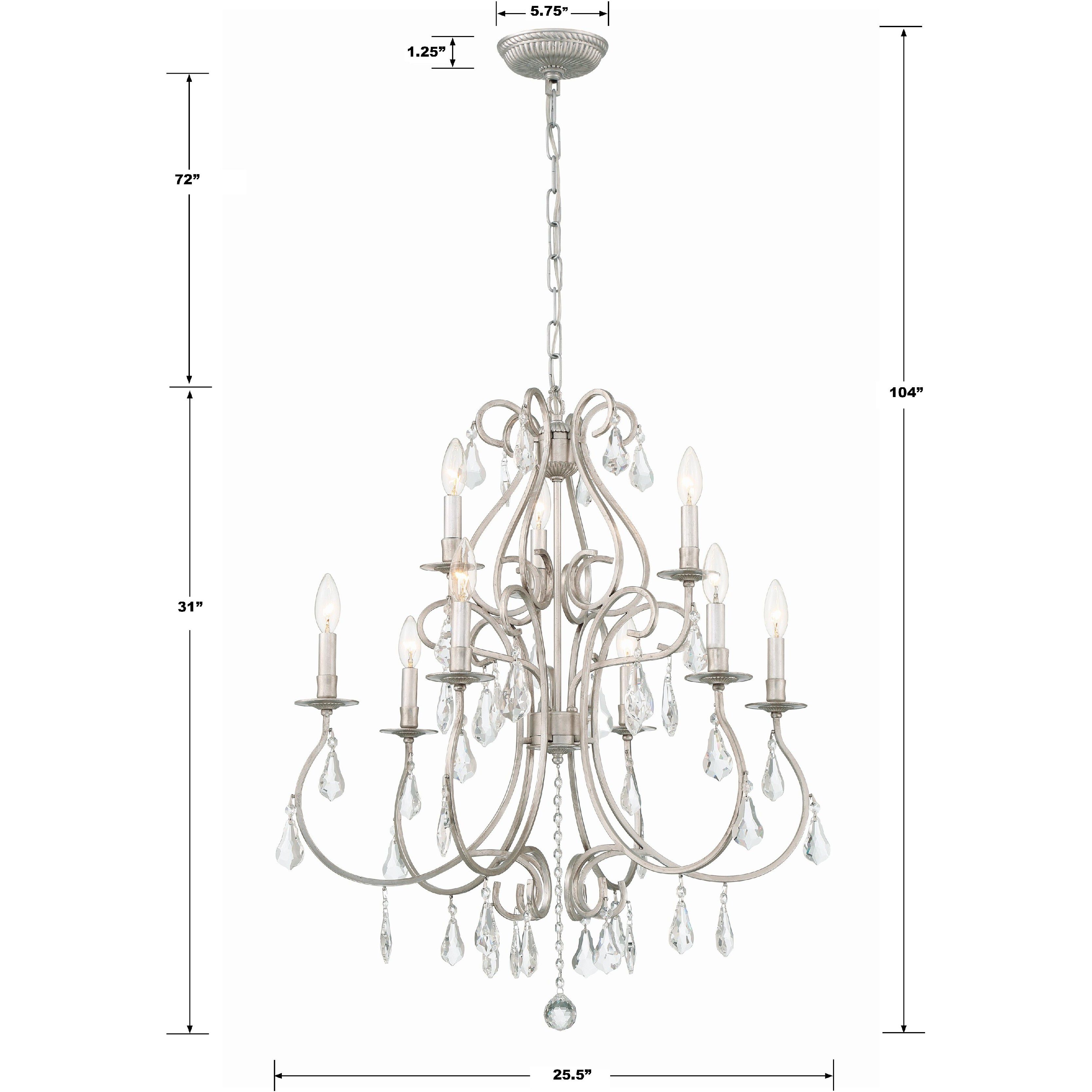 Ashton 9 Light 25.5 inch Olde Silver Chandelier Ceiling Light in Clear Hand Cut