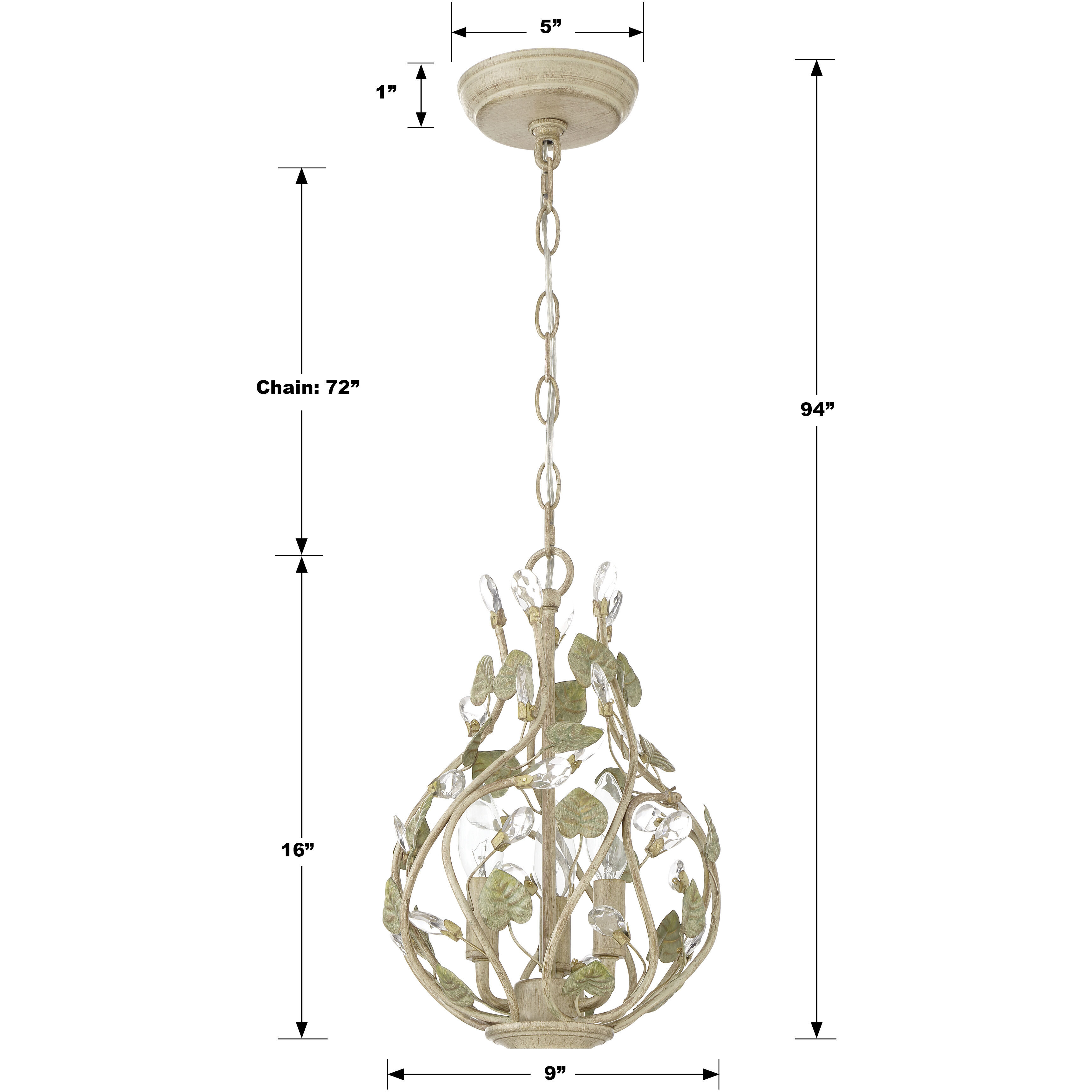 Josie 3 Light 9 inch Champagne Green Tea Mini Chandelier Ceiling Light