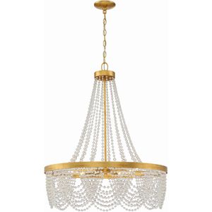 Fiona 4 Light 27 inch Antique Gold Chandelier Ceiling Light in Clear Glass Beads