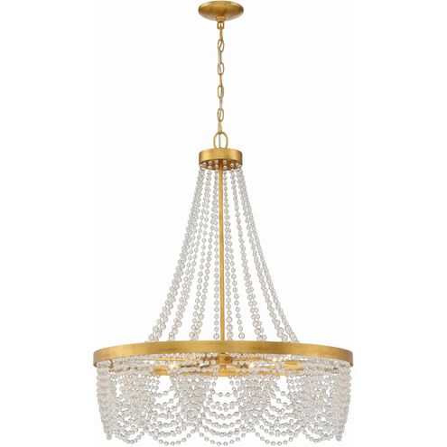 Fiona 4 Light 27 inch Antique Gold Chandelier Ceiling Light in Clear Glass Beads