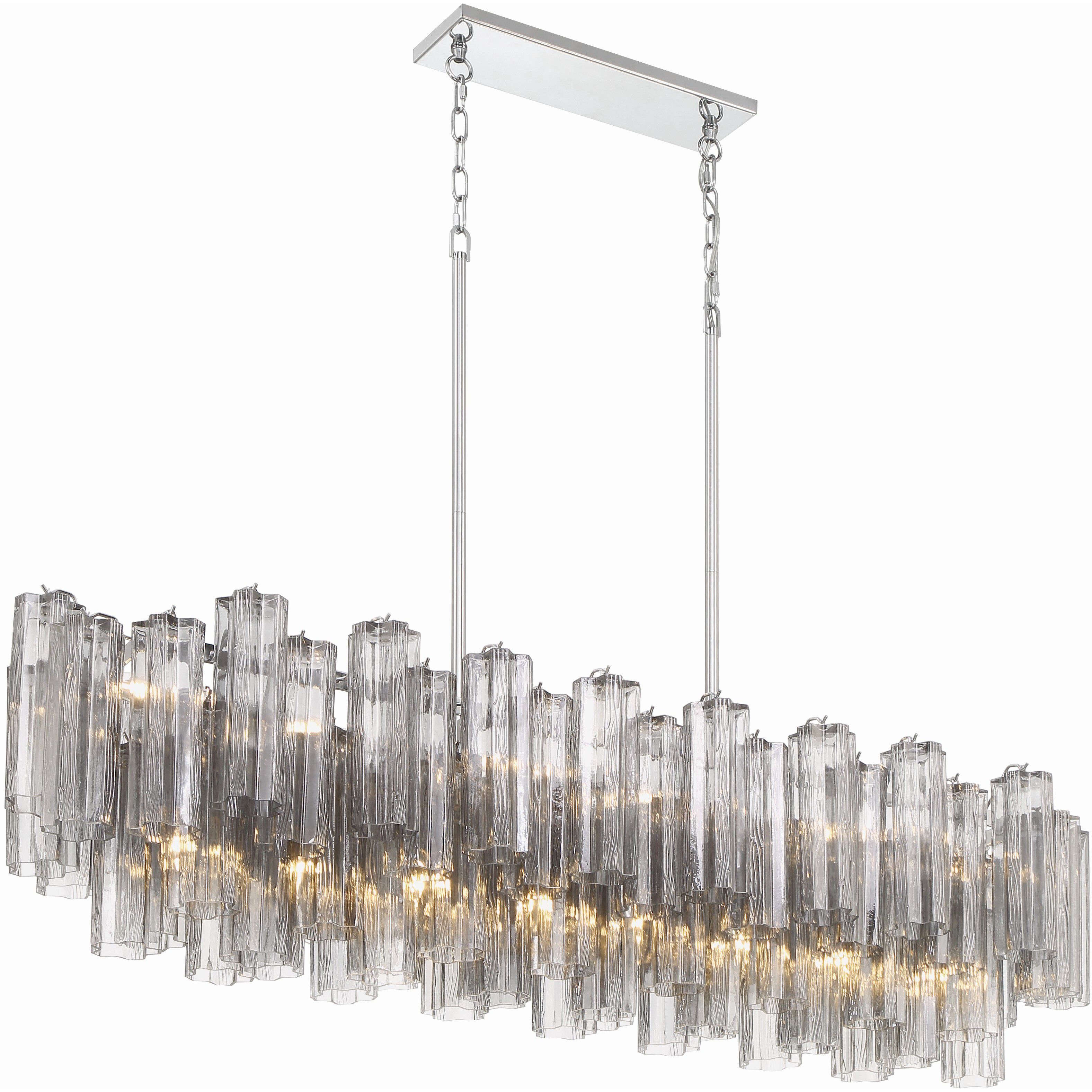 Addis 14 Light 51.75 inch Polished Chrome Linear Chandelier Ceiling Light in Tronchi Glass Smoke
