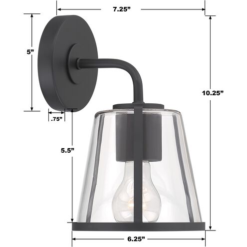 Fulton 1 Light 7.25 inch Black Bathroom Vanity Light Wall Light in Clear