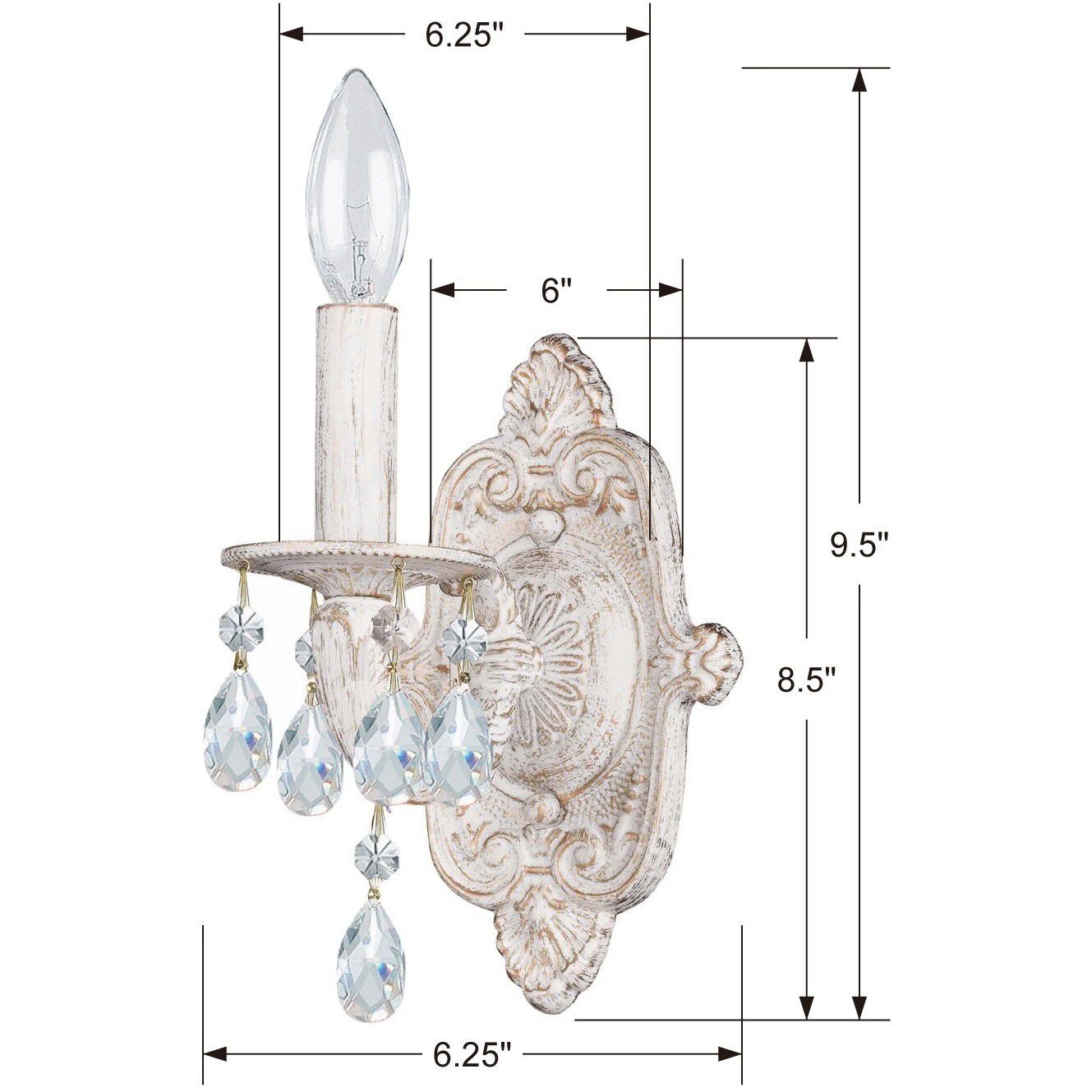 Paris Market Sconce Wall Light in Clear Spectra, Antique White