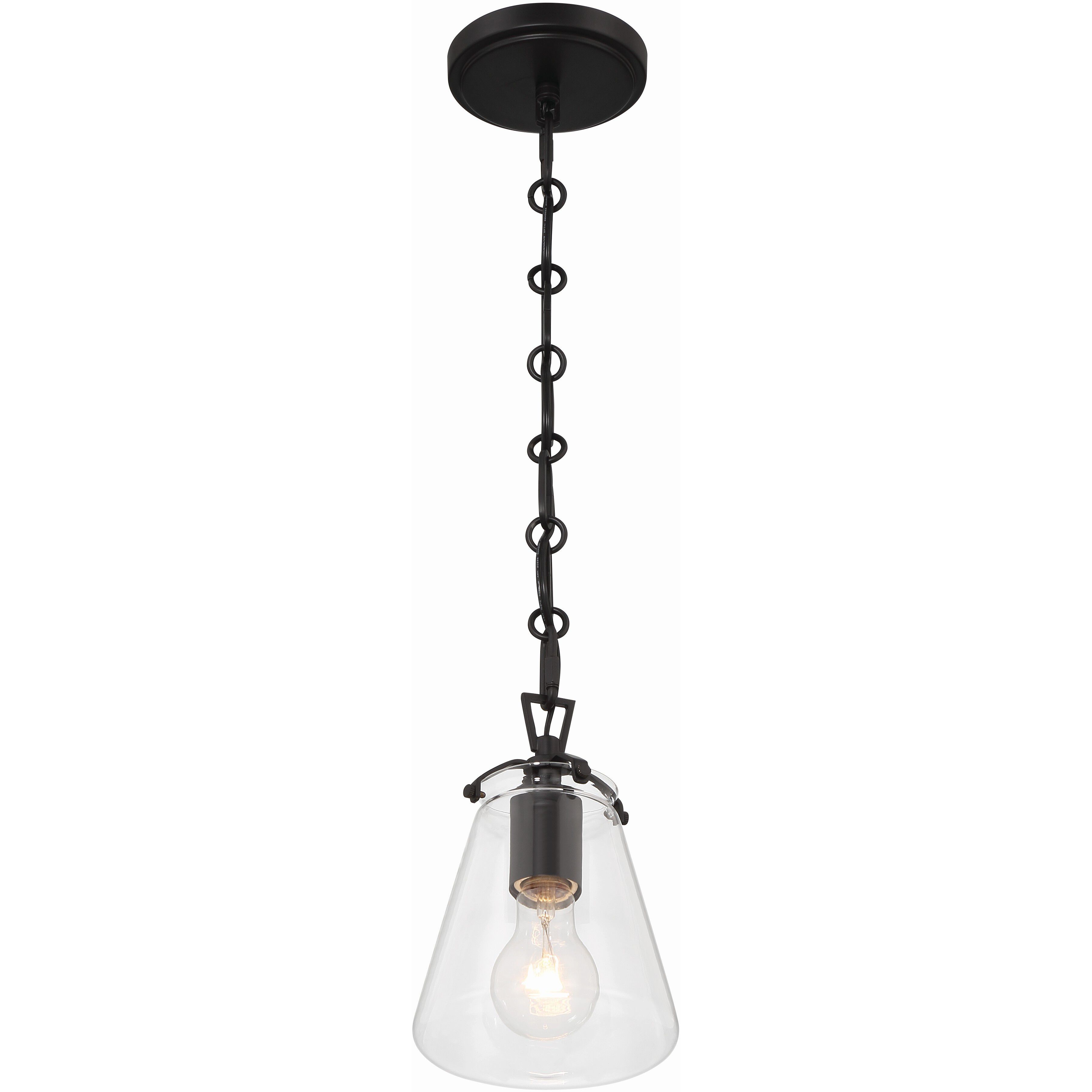 Voss 1 Light 5.75 inch Matte Black Mini Pendant Ceiling Light