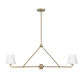 Xavier 2 Light 42 inch Vibrant Gold Linear Chandelier Ceiling Light in Vibrant Gold and White