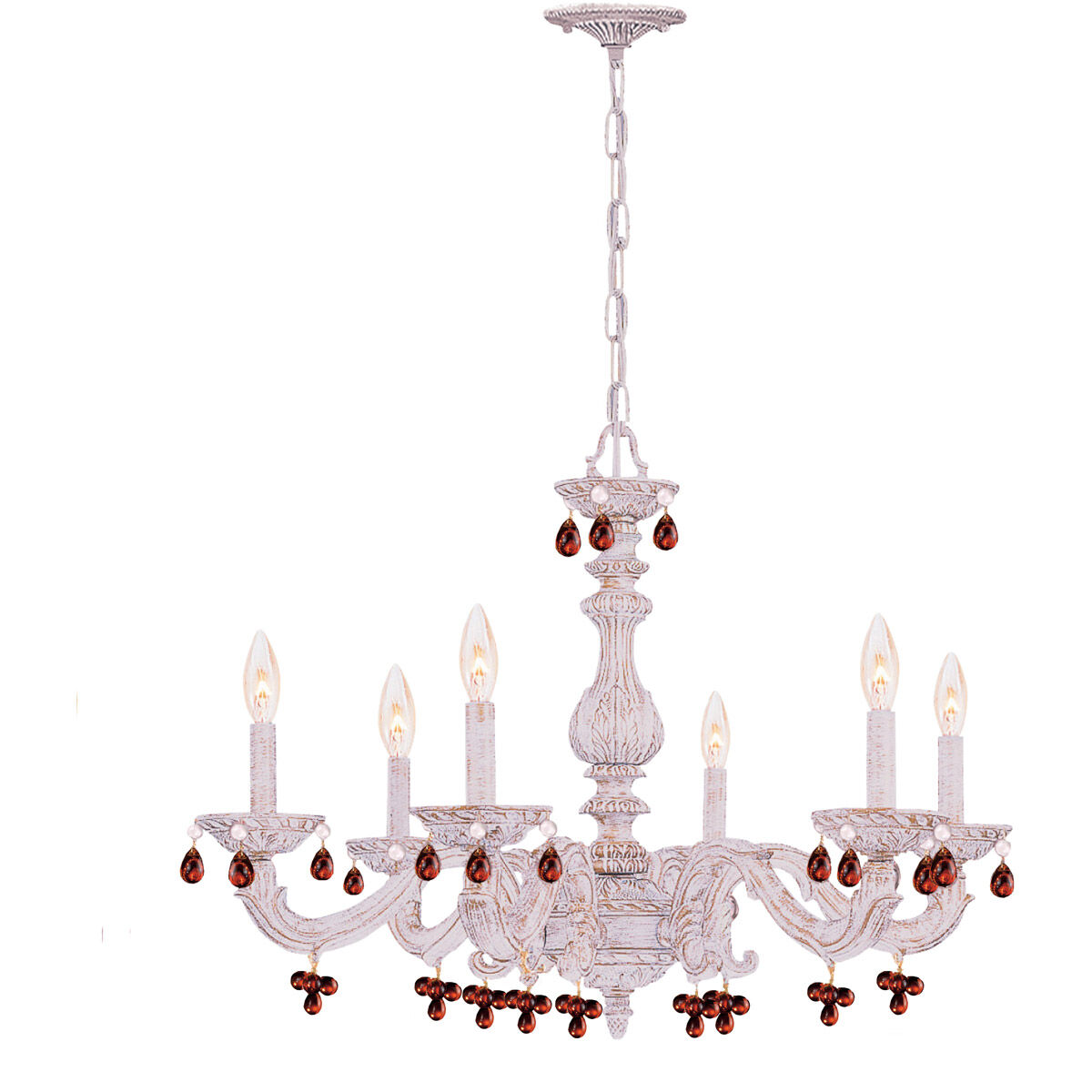 Signature 6 Light 28 inch Antique White Chandelier Ceiling Light