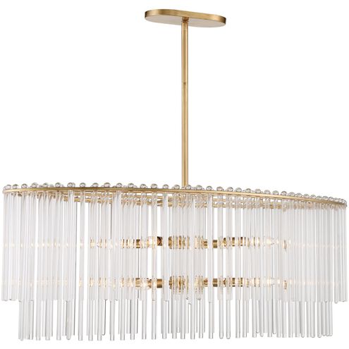 Bleecker 8 Light 36 inch Antique Gold Chandelier Ceiling Light