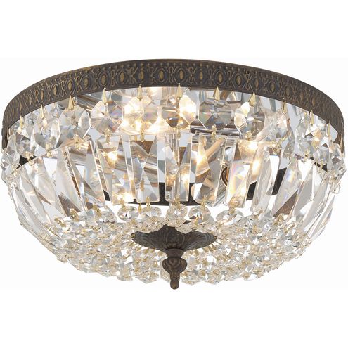 Westbury 3 Light 12 inch English Bronze Flush Ceiling Light in Clear Italian