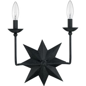 Astro 2 Light 13 inch Black Sconce Wall Light