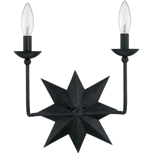 Astro 2 Light 13 inch Black Sconce Wall Light