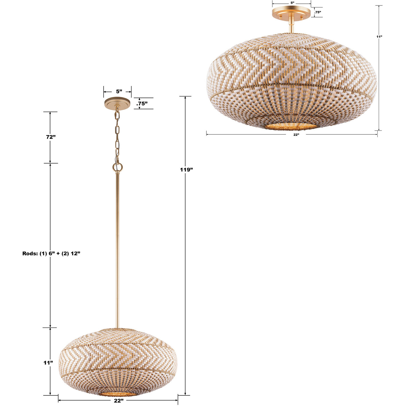 Zanzibar Pendant Ceiling Light in Soft Gold