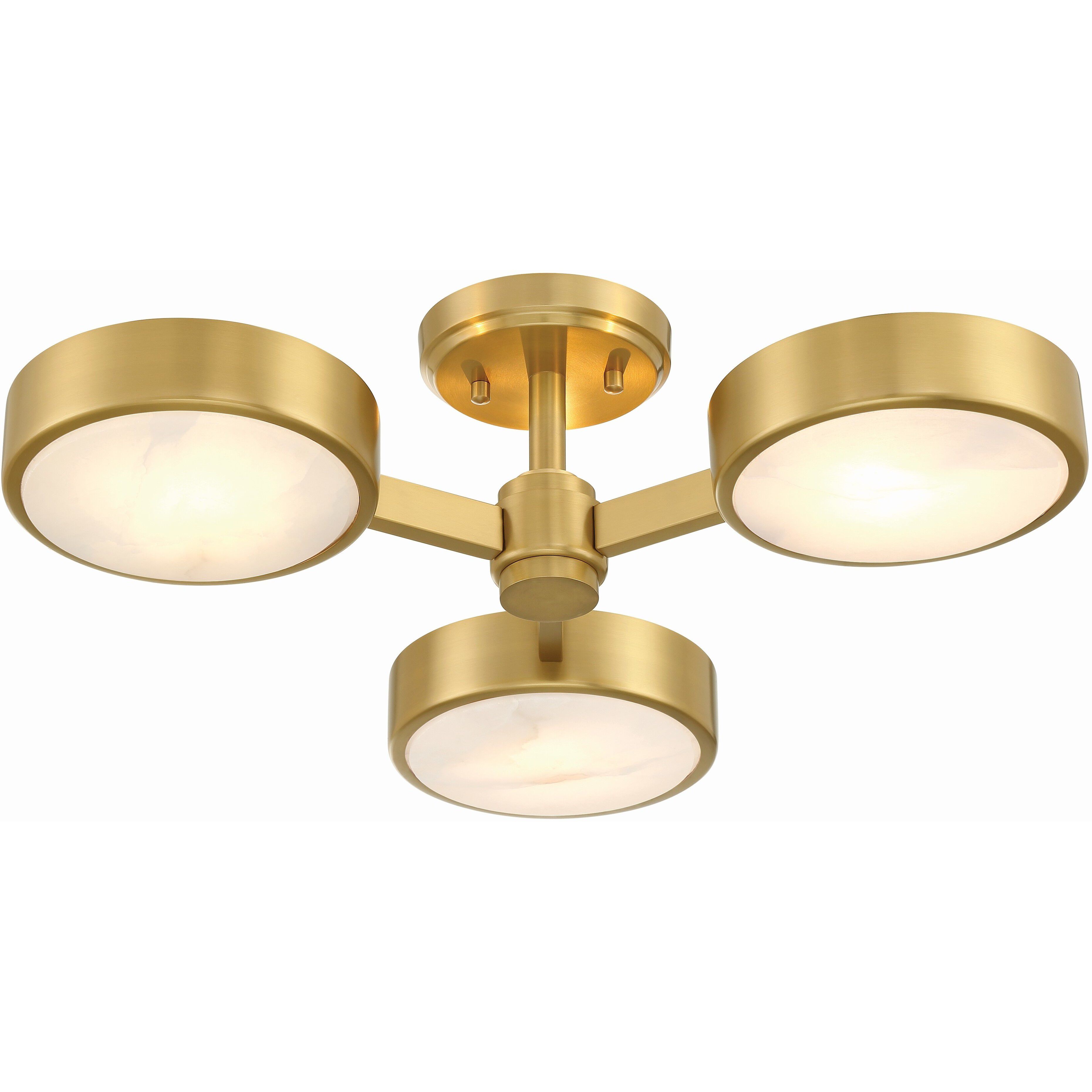 Orson 3 Light 22.5 inch Modern Gold Semi Flush Ceiling Light
