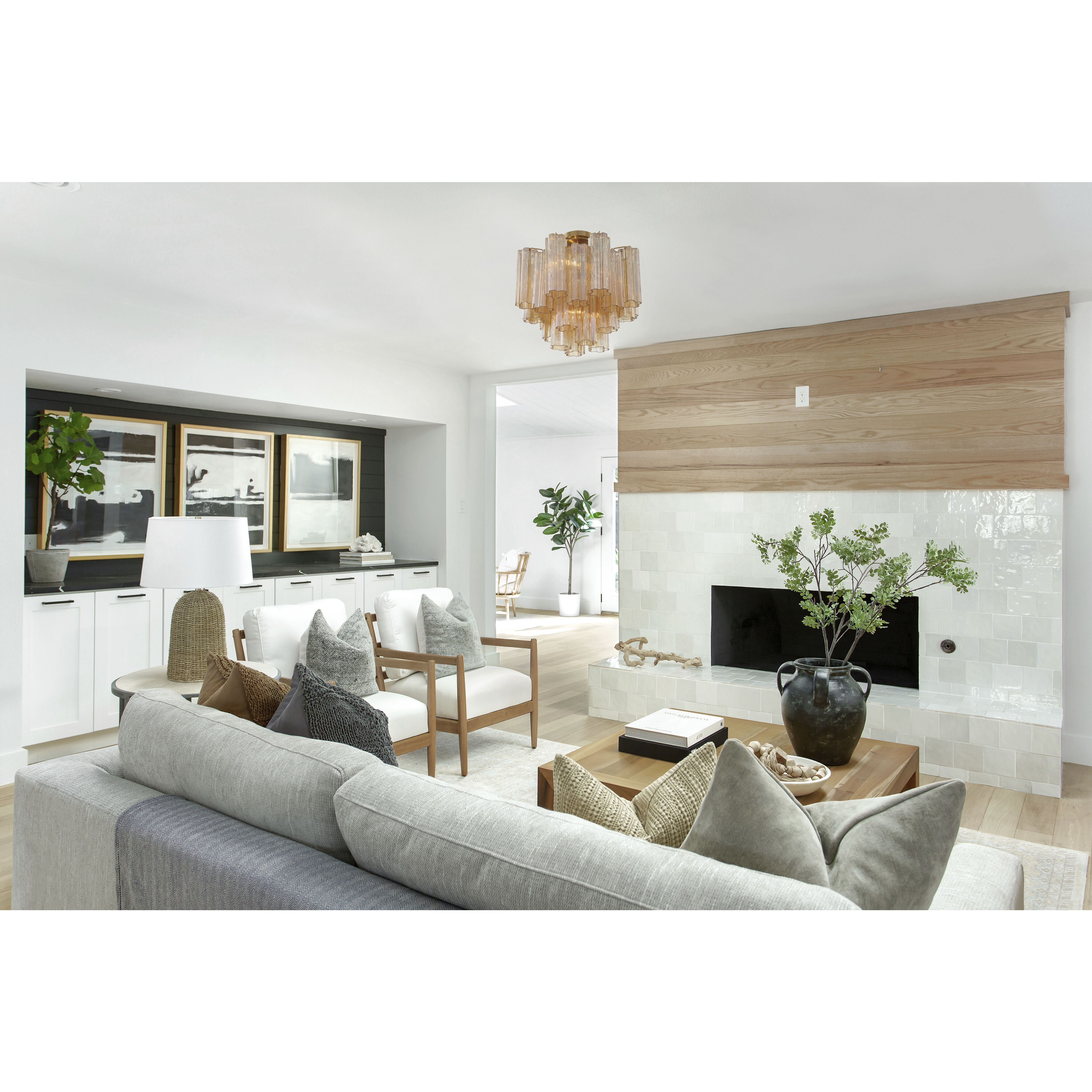 Addis 4 Light 17.75 inch Aged Brass Semi Flush Ceiling Light in Amber