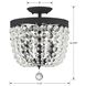 Archer 3 Light 11.5 inch Black Forged Semi Flush Ceiling Light in Clear Swarovski Strass