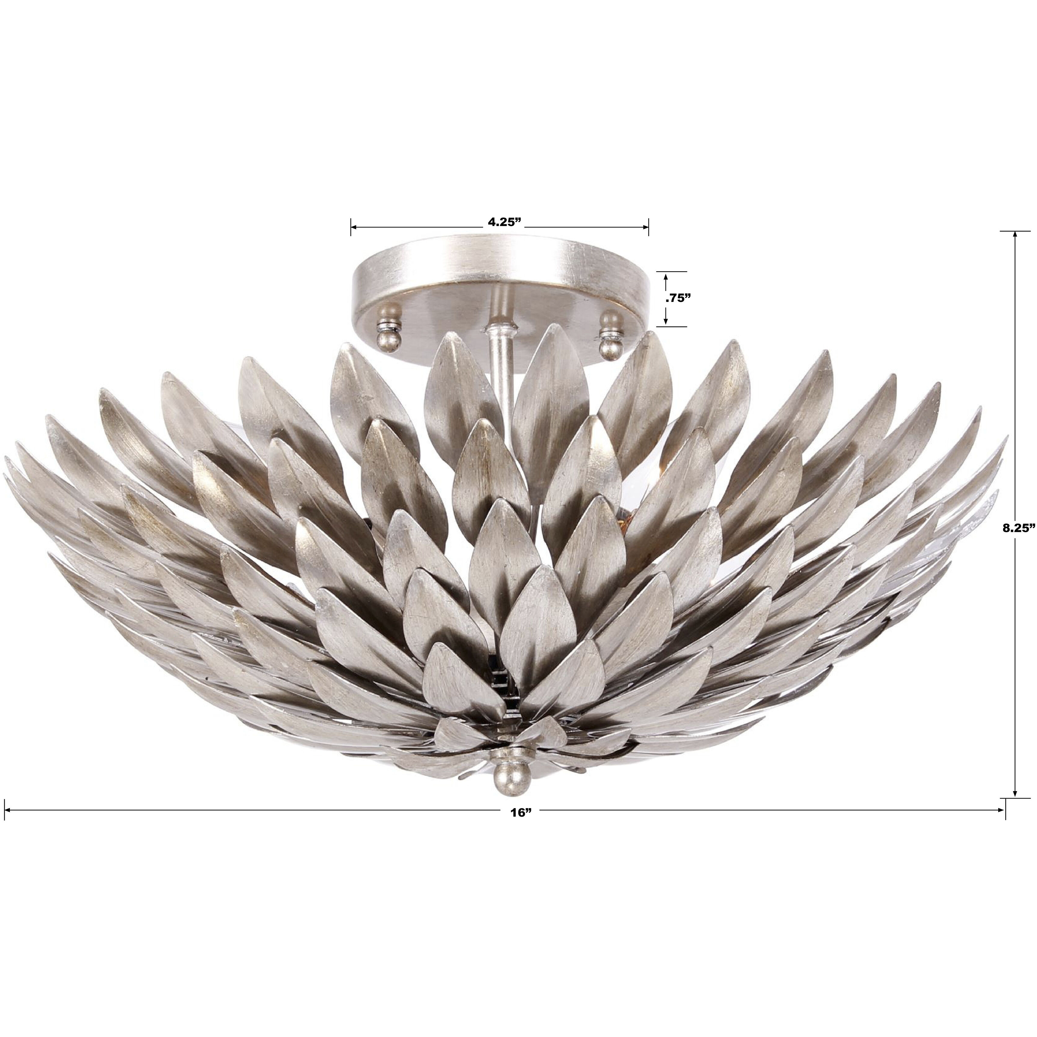 Broche 4 Light 16 inch Antique Silver Semi Flush Ceiling Light