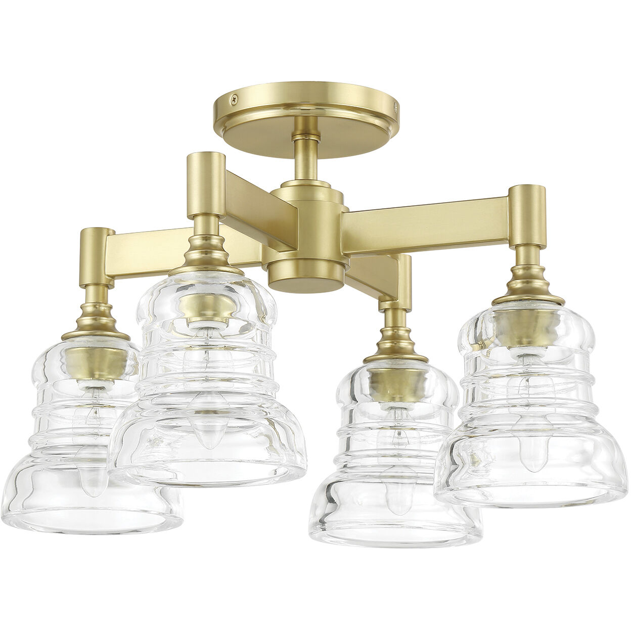 Gregory 4 Light 17.25 inch Aged Brass Semi Flush Ceiling Light