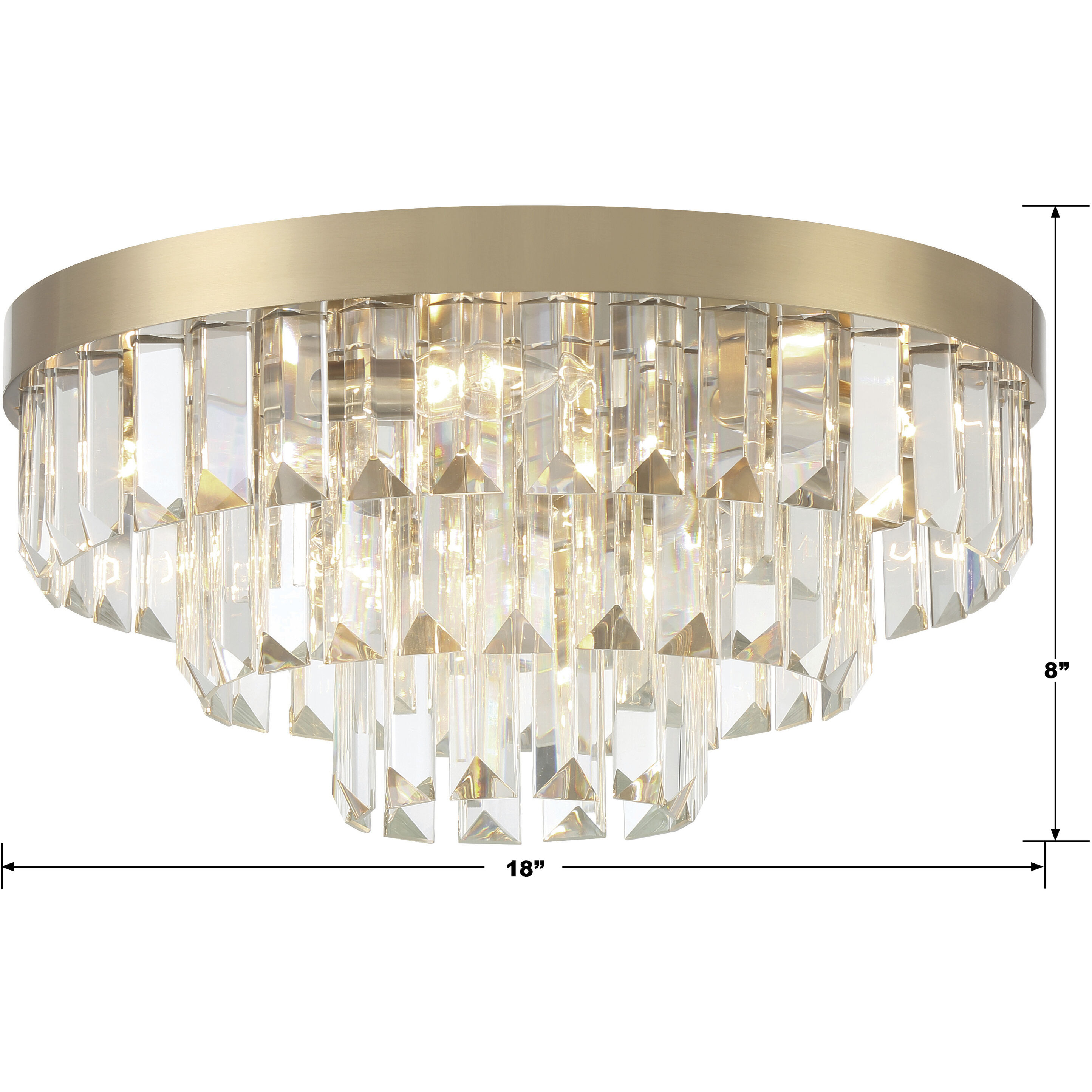 Hayes 8 Light 18 inch Aged Brass Flush/Semi Flush Ceiling Light