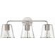 Fulton Bath Vanity Light Wall Light in Polished Nickel, Clear