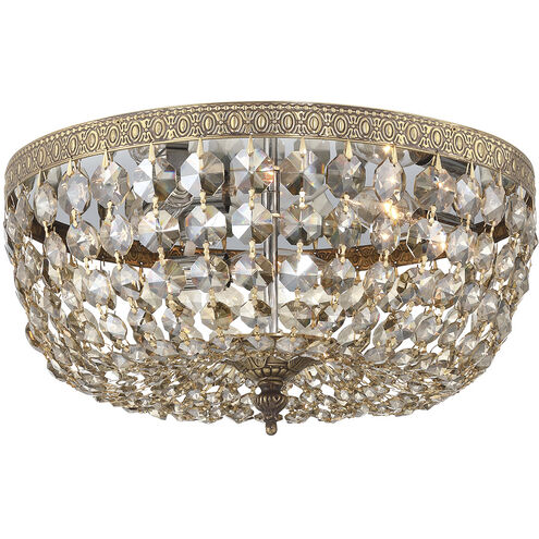 Westbury 3 Light 14 inch Olde Brass Flush Ceiling Light in Golden Teak Hand Cut