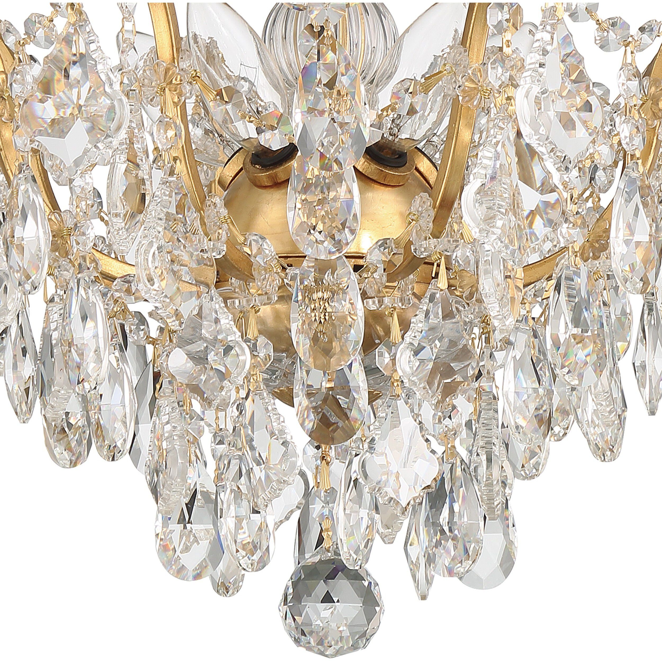 Filmore 5 Light 19 inch Antique Gold Flush Ceiling Light in Clear Swarovski Strass