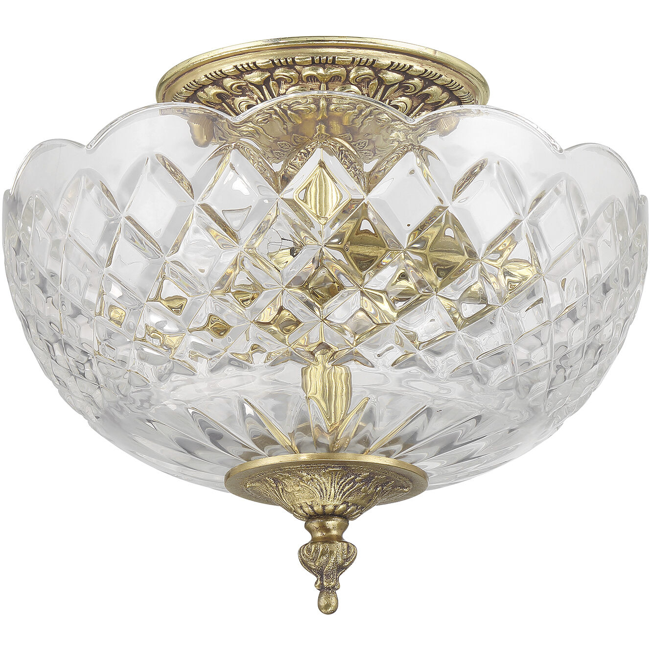 Milton 2 Light 12 inch Olde Brass Semi Flush Ceiling Light