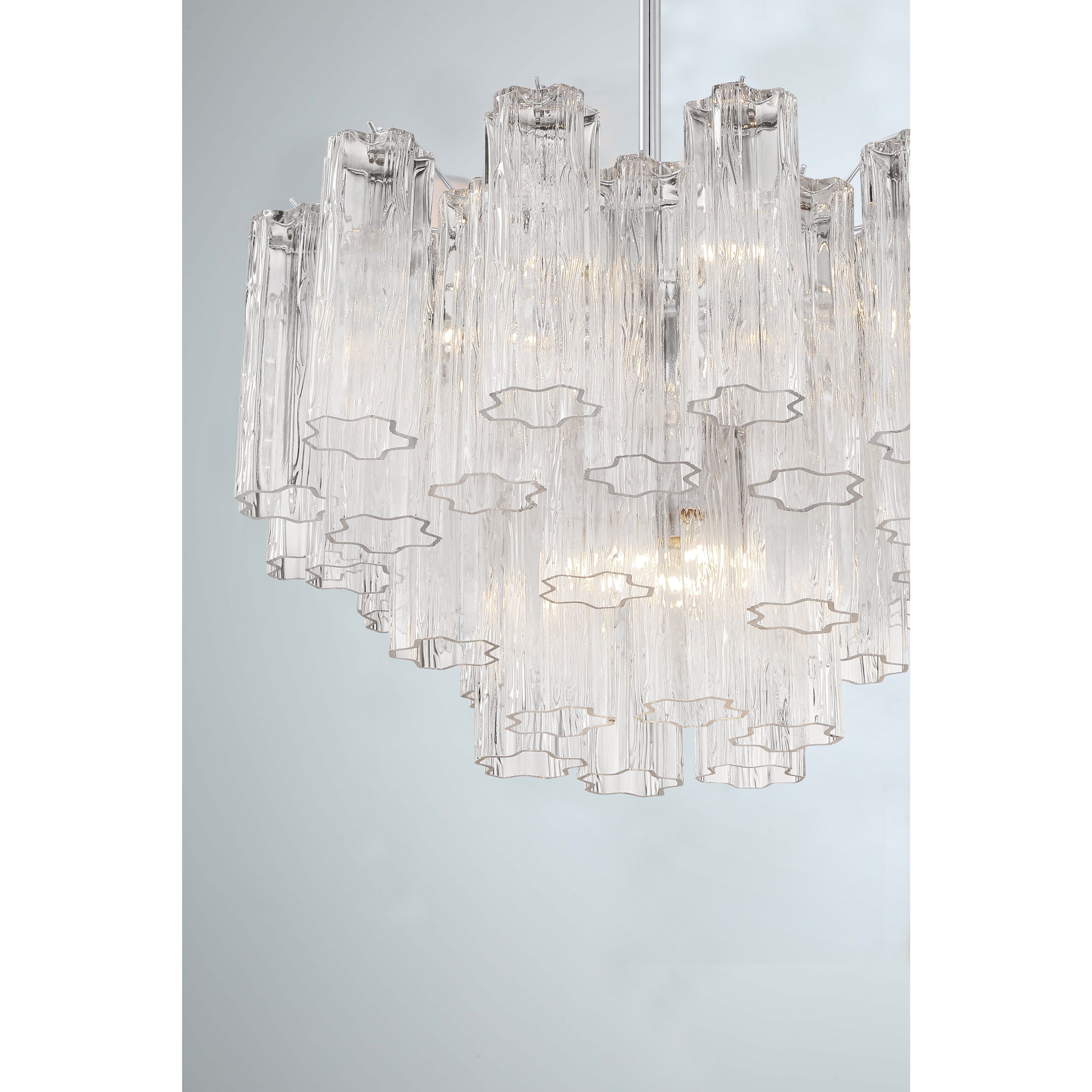 Addis 9 Light 22 inch Polished Chrome Chandelier Ceiling Light in Tronchi Glass Clear