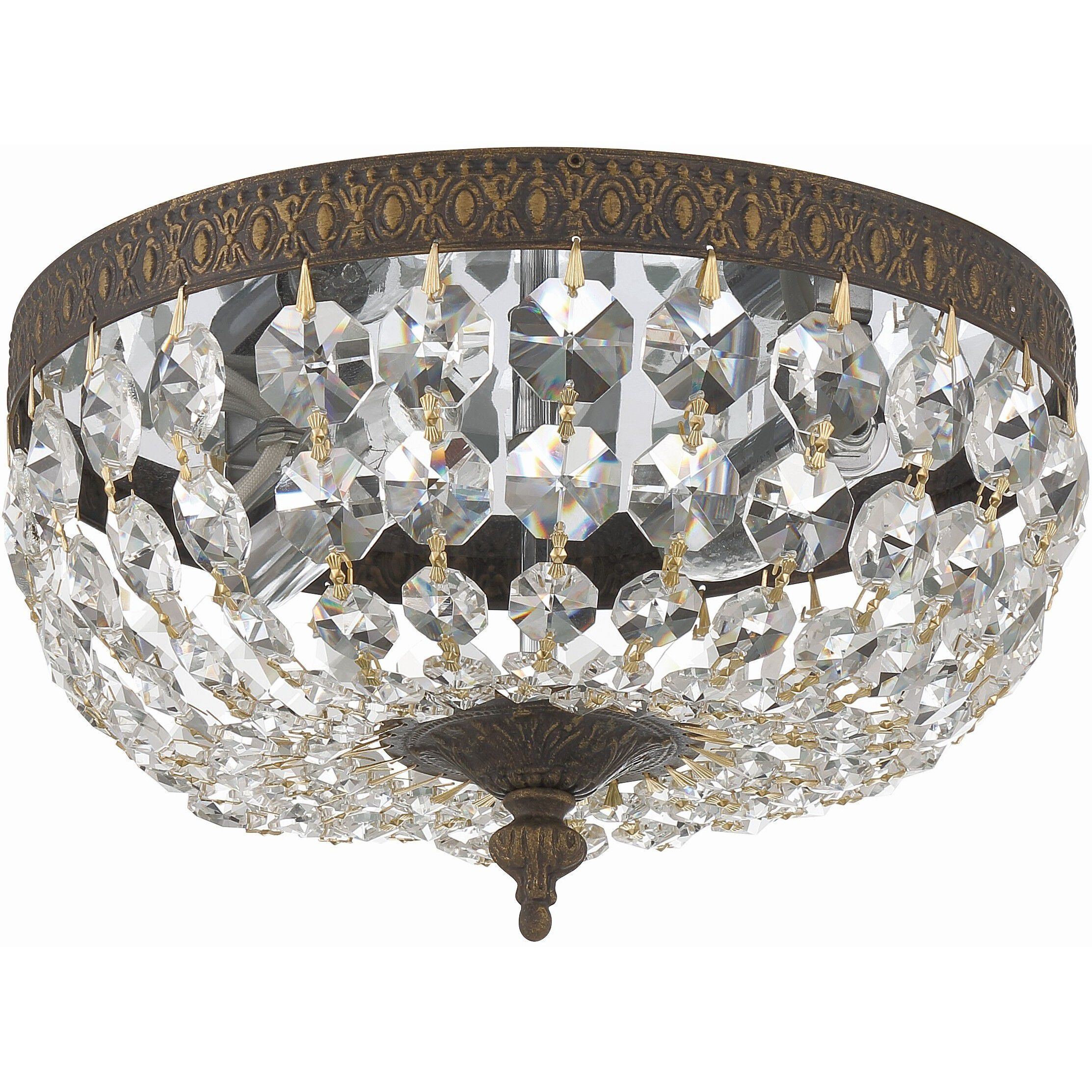 Waltham 2 Light 10 inch English Bronze Flush Ceiling Light in Clear Spectra