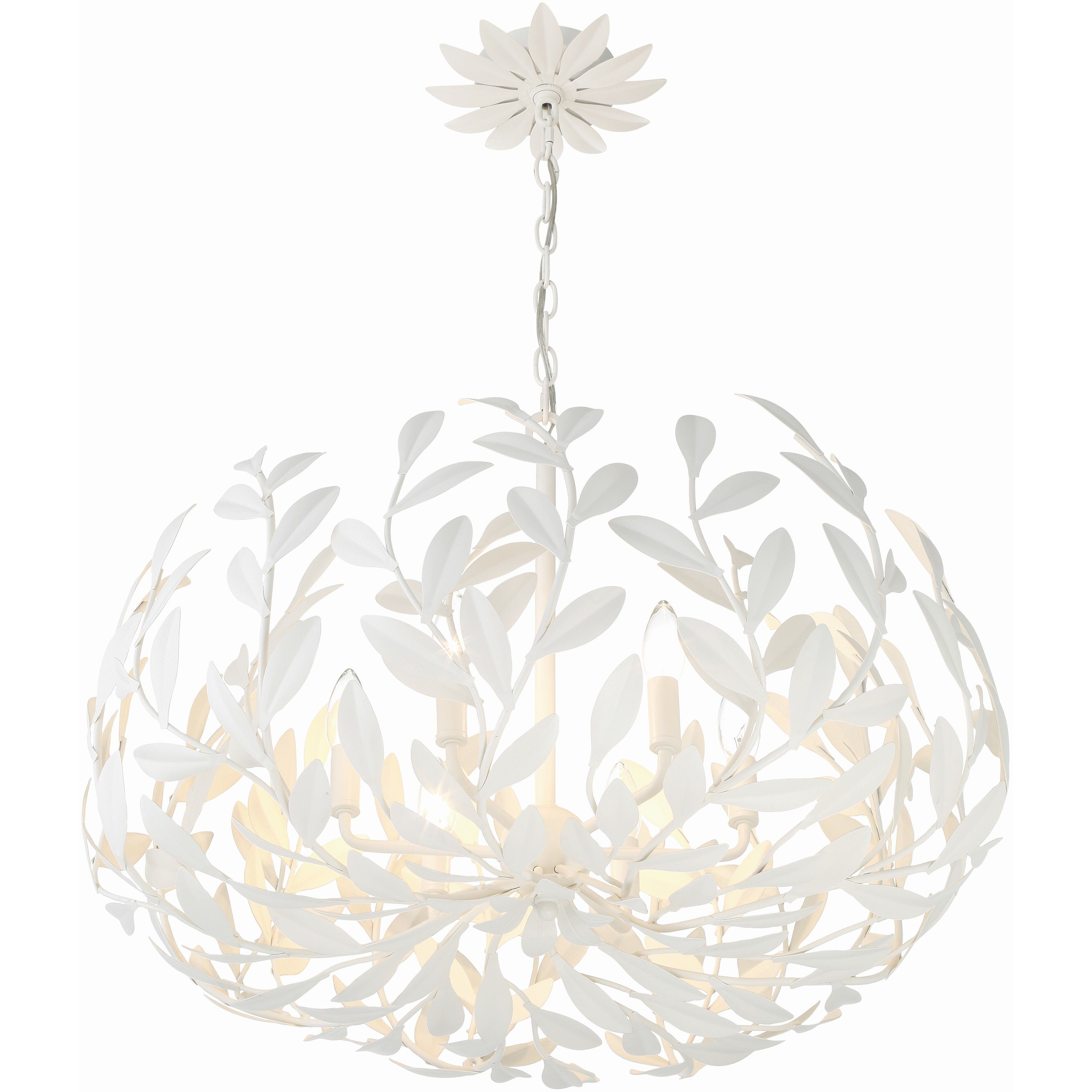 Broche 6 Light 27 inch Matte White Chandelier Ceiling Light