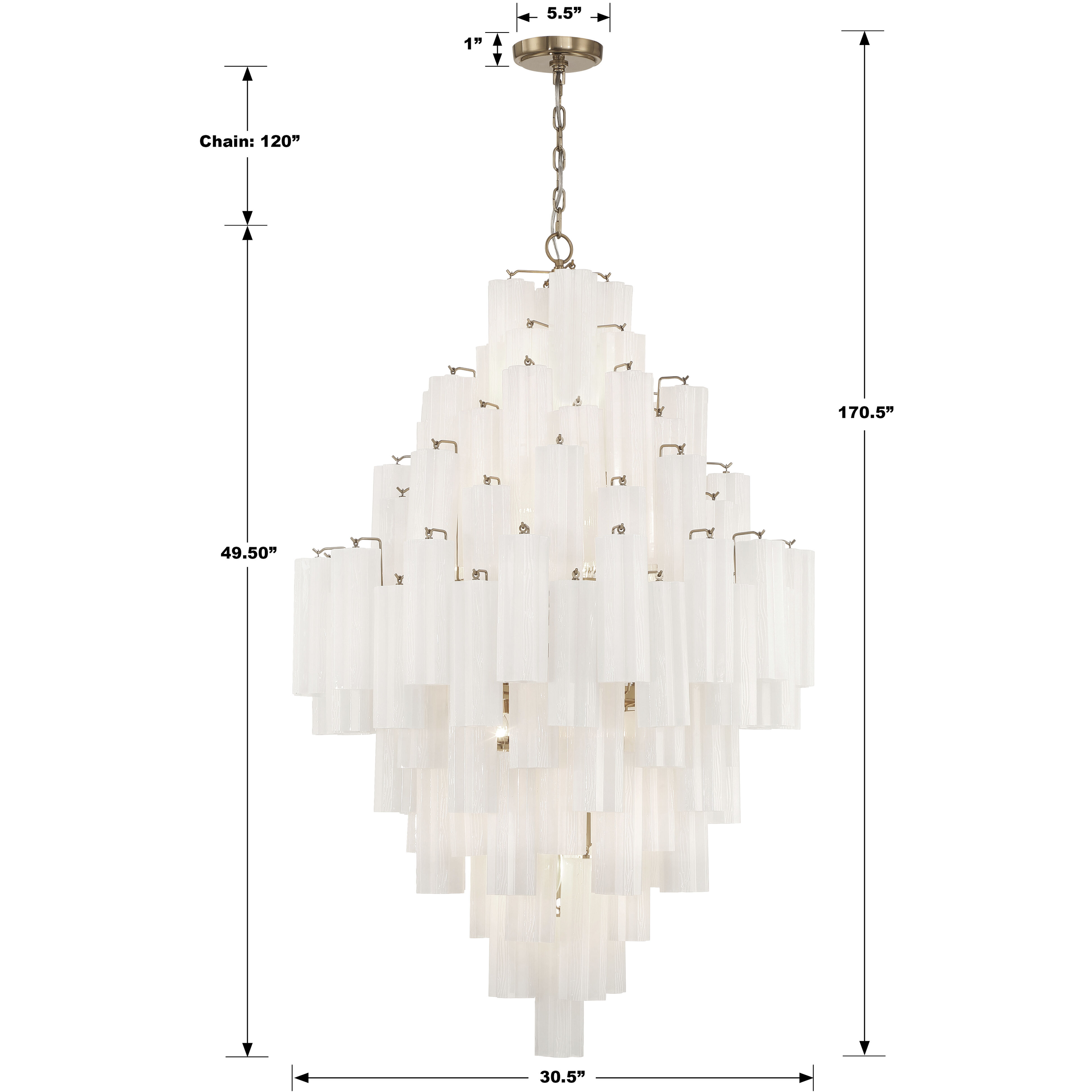 Addis 20 Light 31.5 inch Aged Brass Chandelier Ceiling Light in White