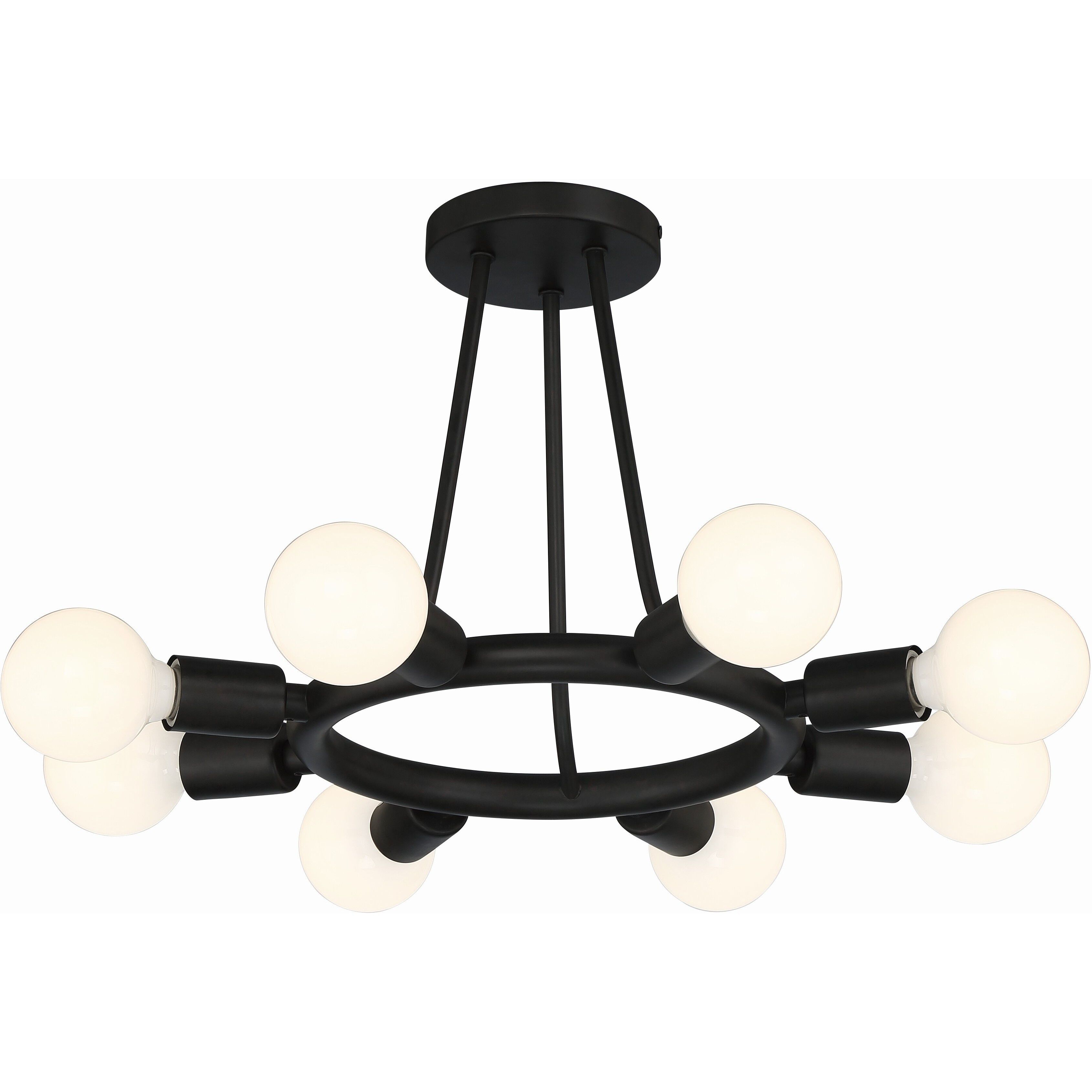 Dakota 8 Light 15 inch Black Semi Flush Ceiling Light