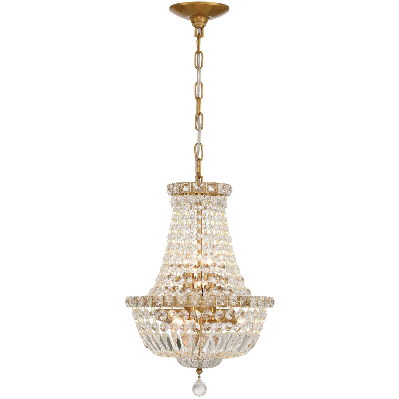 Roslyn 5 Light 12 inch Aged Brass Mini Chandelier Ceiling Light