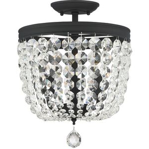 Archer 3 Light 11.5 inch Black Forged Semi Flush Ceiling Light in Clear Hand Cut