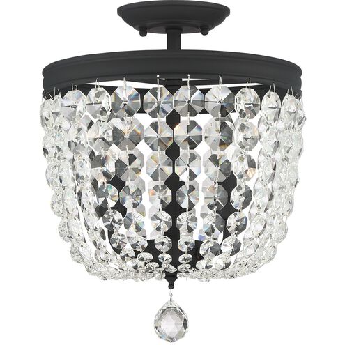 Archer 3 Light 11.5 inch Black Forged Semi Flush Ceiling Light in Clear Hand Cut