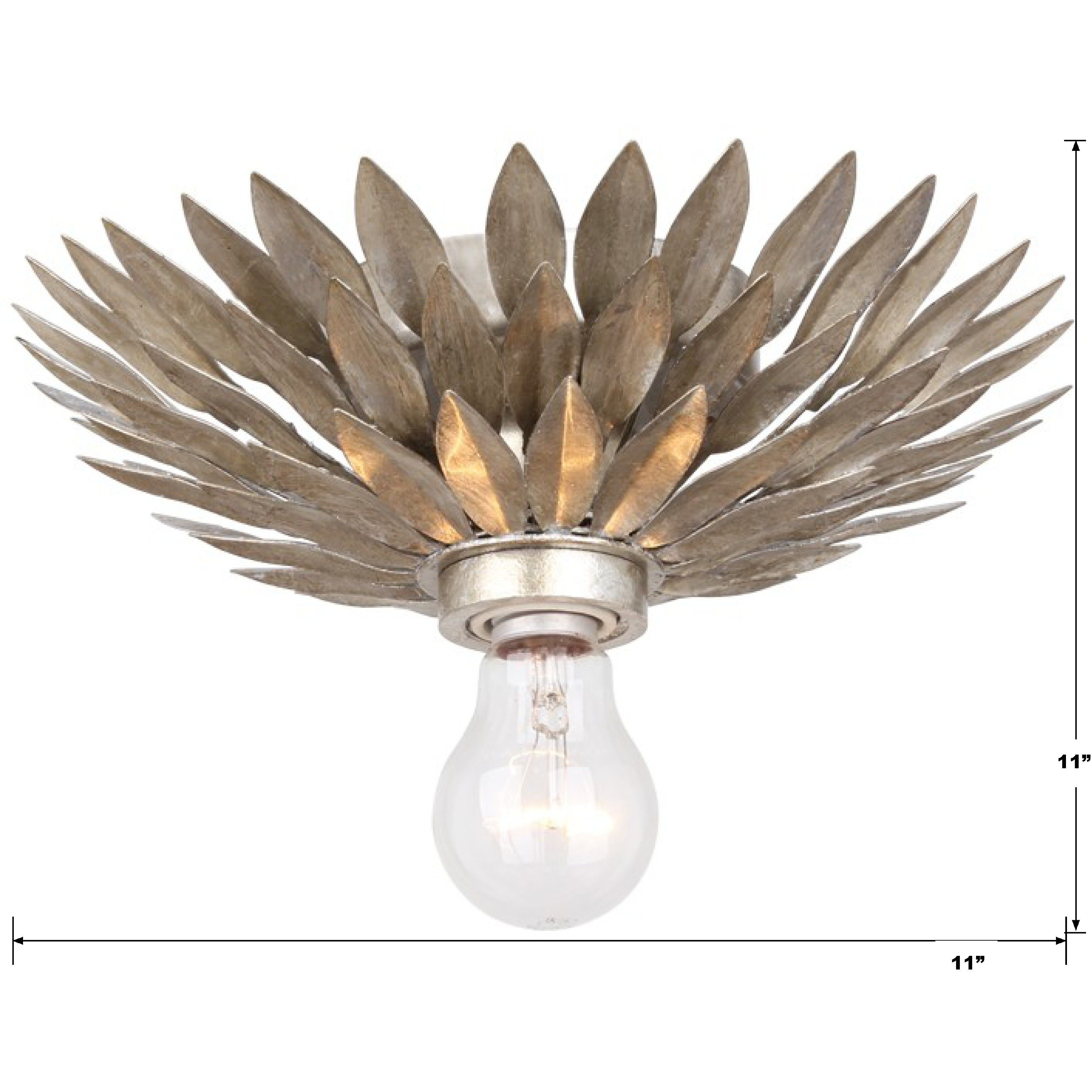 Broche 1 Light 11 inch Antique Silver Flush Ceiling Light