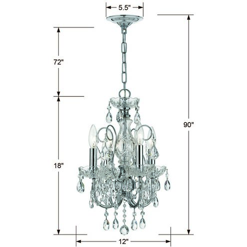 Imperial 4 Light 12 inch Polished Chrome Chandelier Ceiling Light in Clear Hand Cut