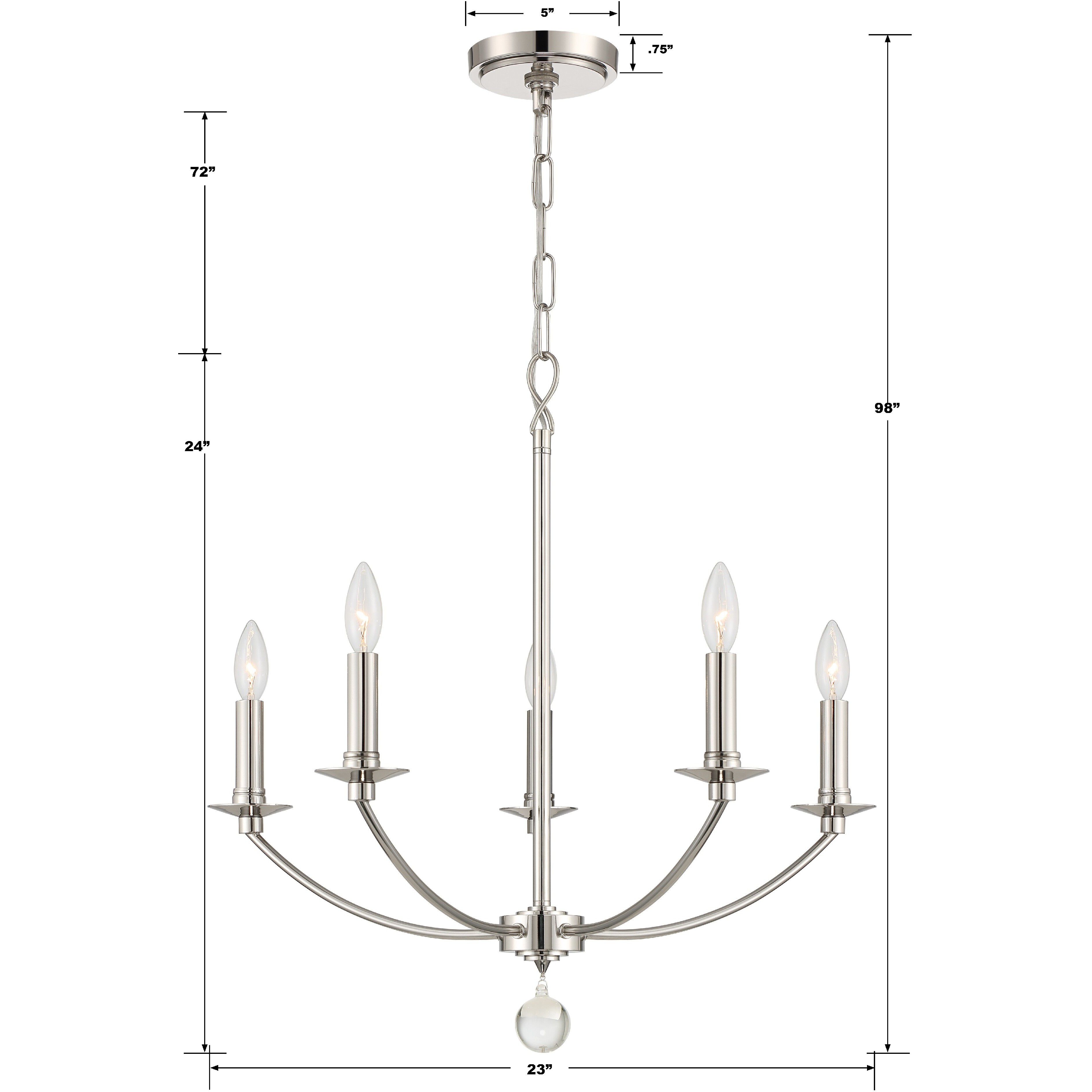Mila 5 Light 23 inch Polished Nickel Chandelier Ceiling Light