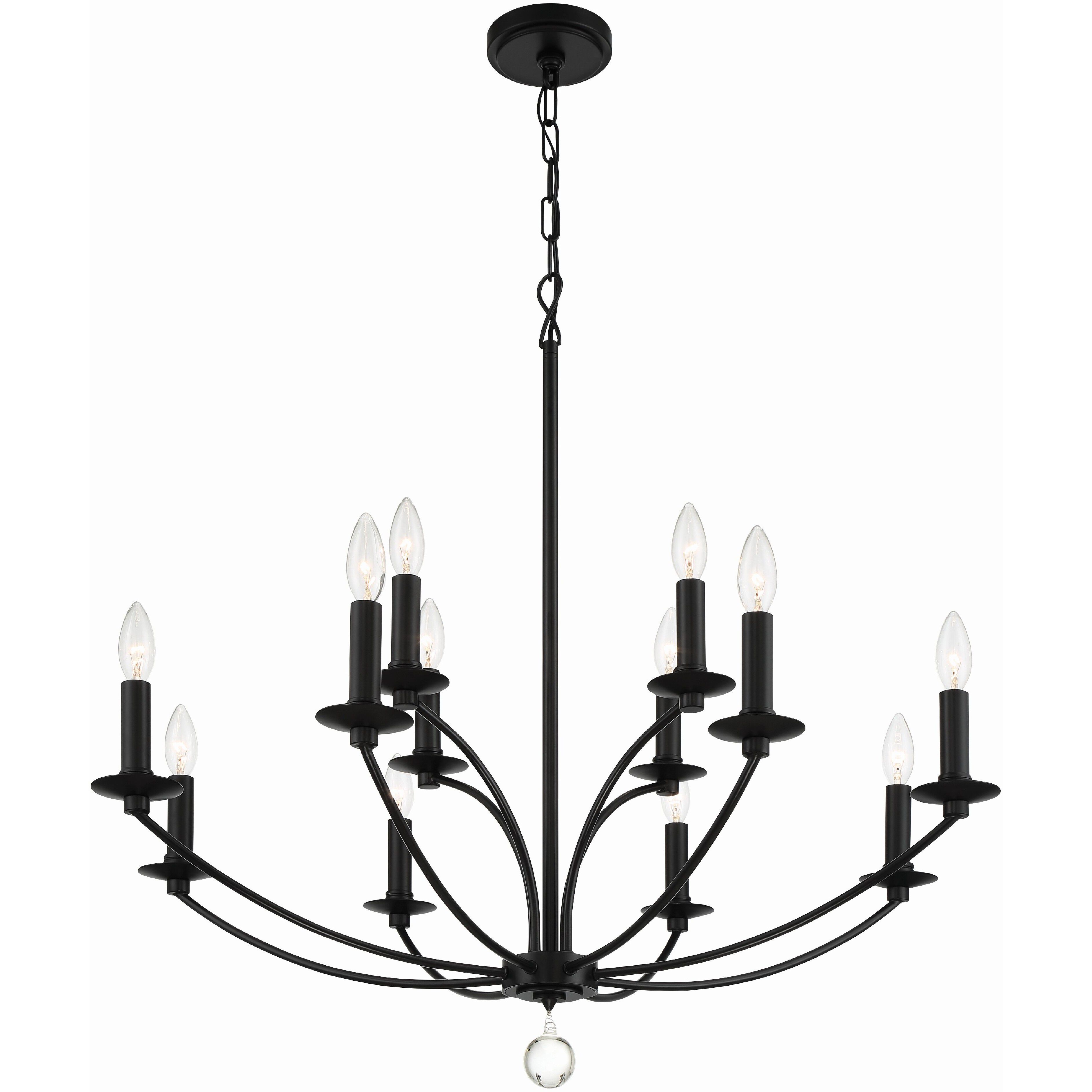 Mila 12 Light 32 inch Black Chandelier Ceiling Light