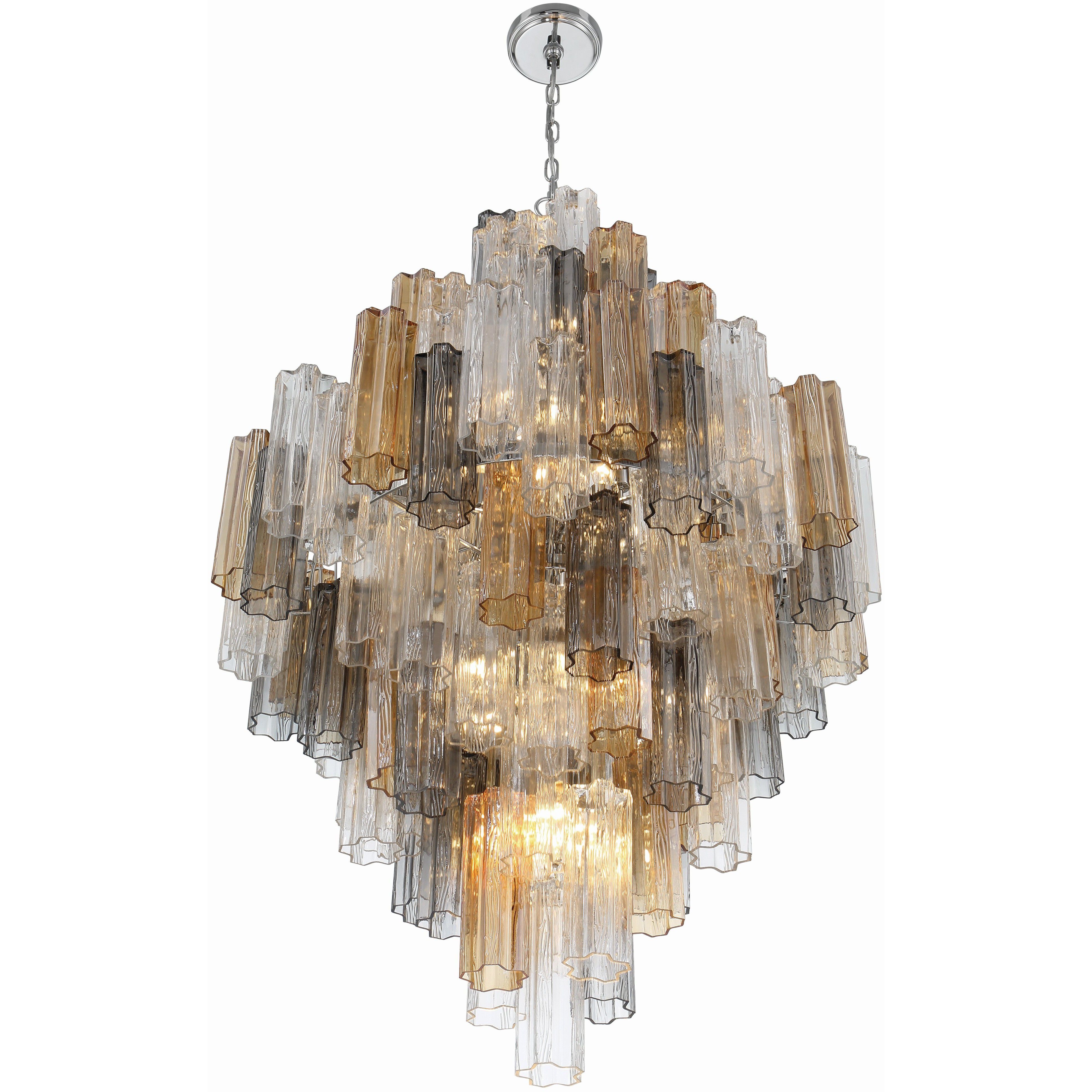 Addis 20 Light 31.5 inch Polished Chrome Chandelier Ceiling Light in Tronchi Glass Autumn