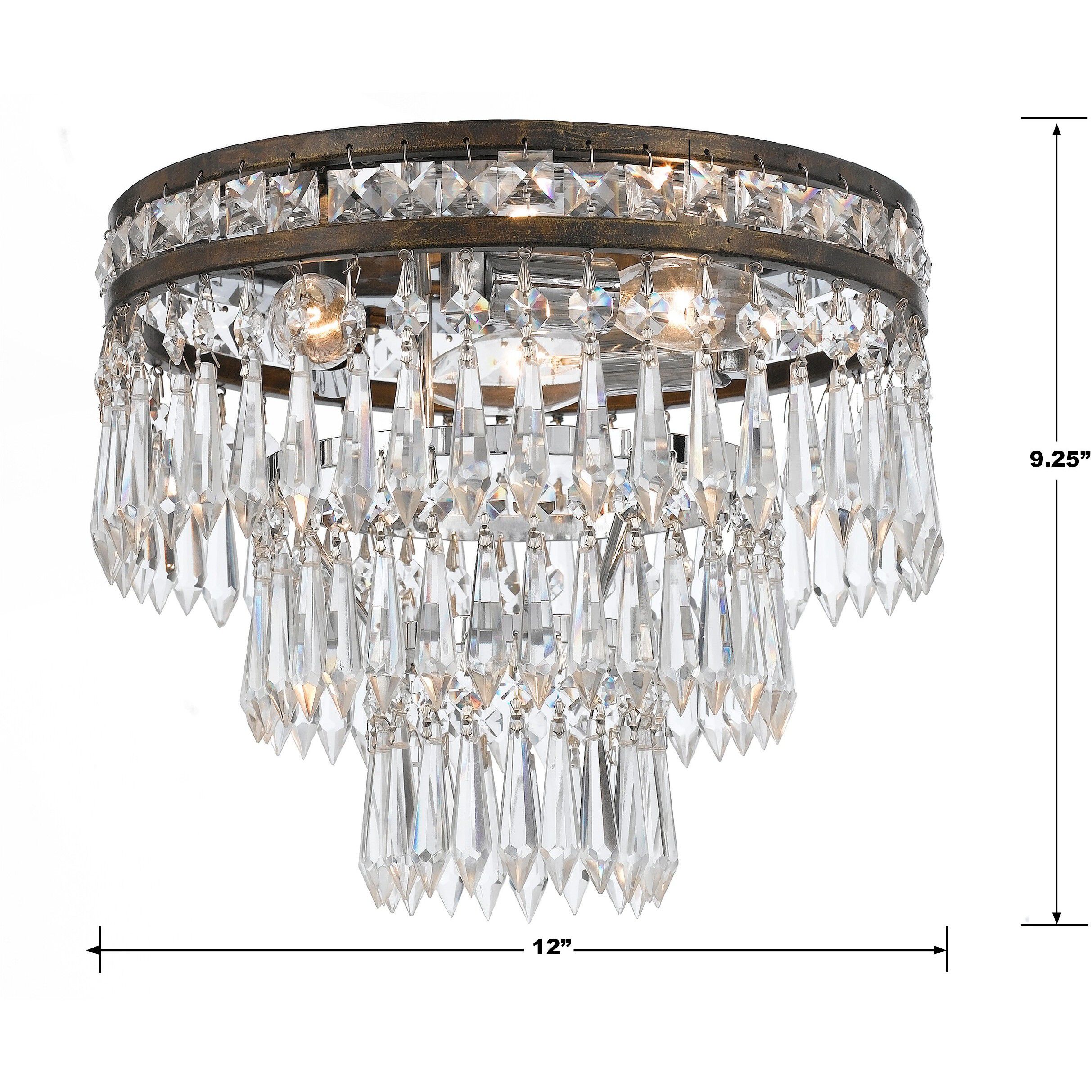 Mercer 3 Light 12 inch English Bronze Flush Ceiling Light