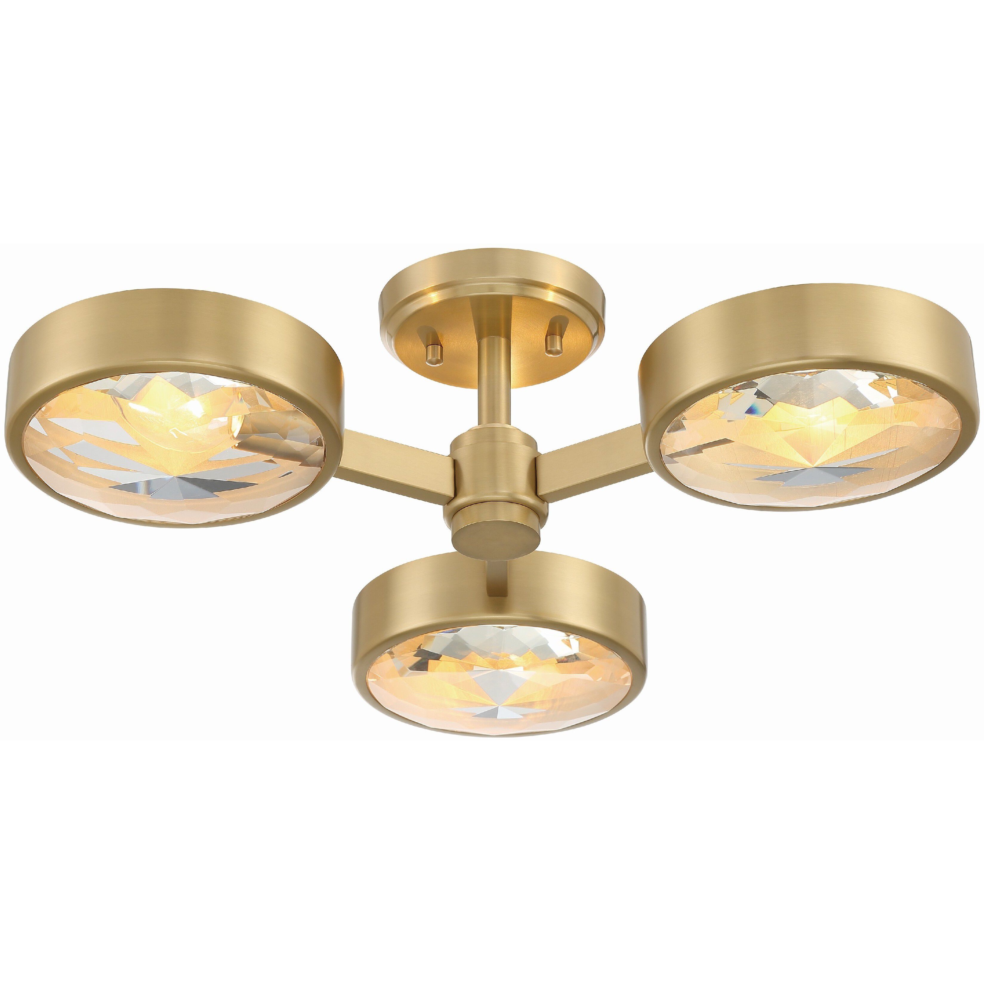 Orson 3 Light 22.5 inch Modern Gold Semi Flush Ceiling Light