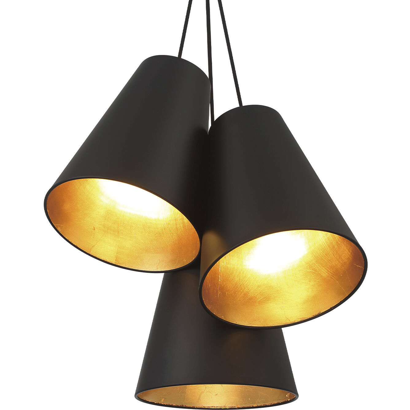 Alston 3 Light 20 inch Matte Black/Antique Gold Pendant Ceiling Light in Matte Black and Antique Gold