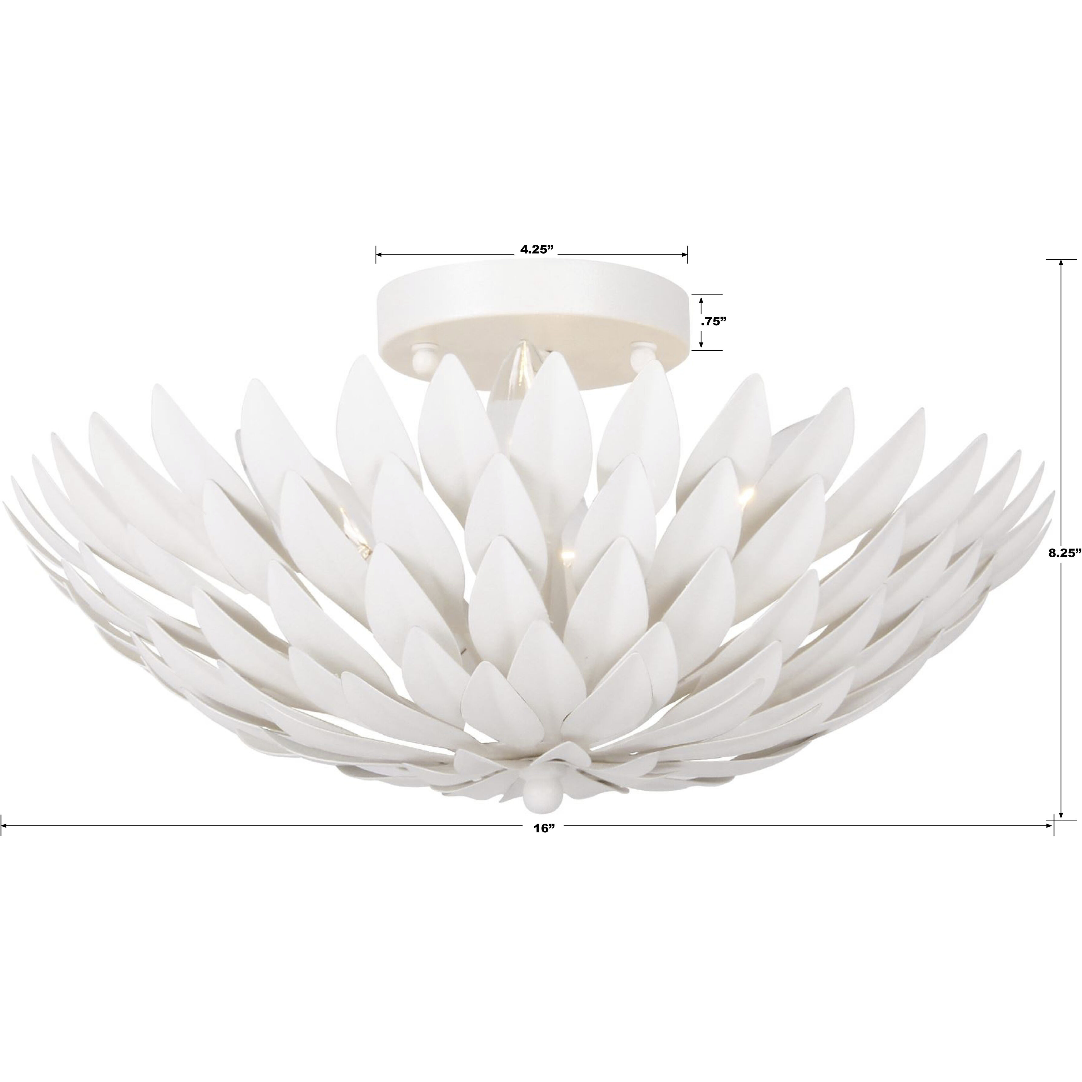 Broche 4 Light 16 inch Matte White Semi Flush Ceiling Light