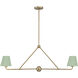 Xavier 2 Light 42 inch Vibrant Gold Linear Chandelier Ceiling Light in Vibrant Gold and Green
