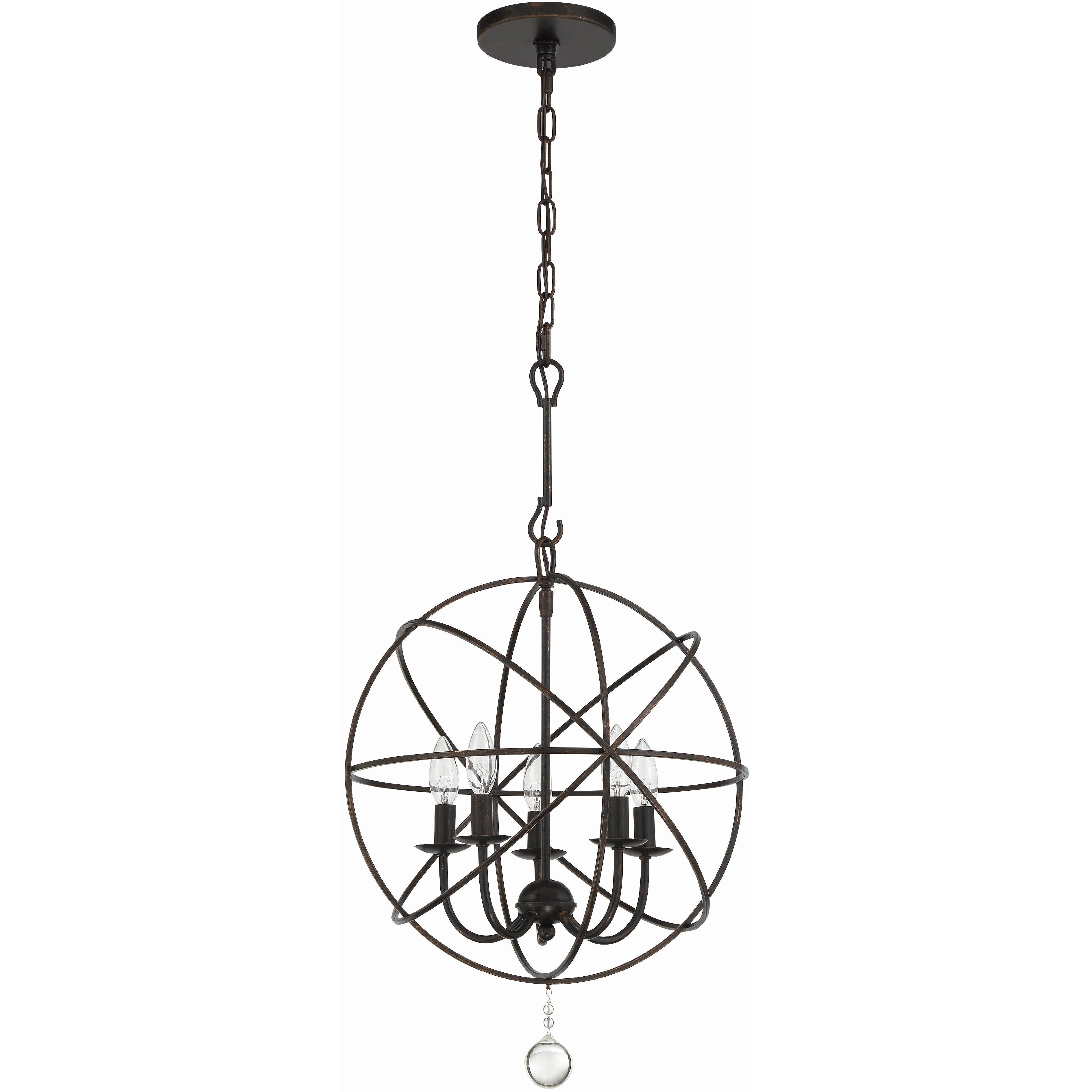 Solaris 5 Light 17 inch English Bronze Mini Chandelier Ceiling Light