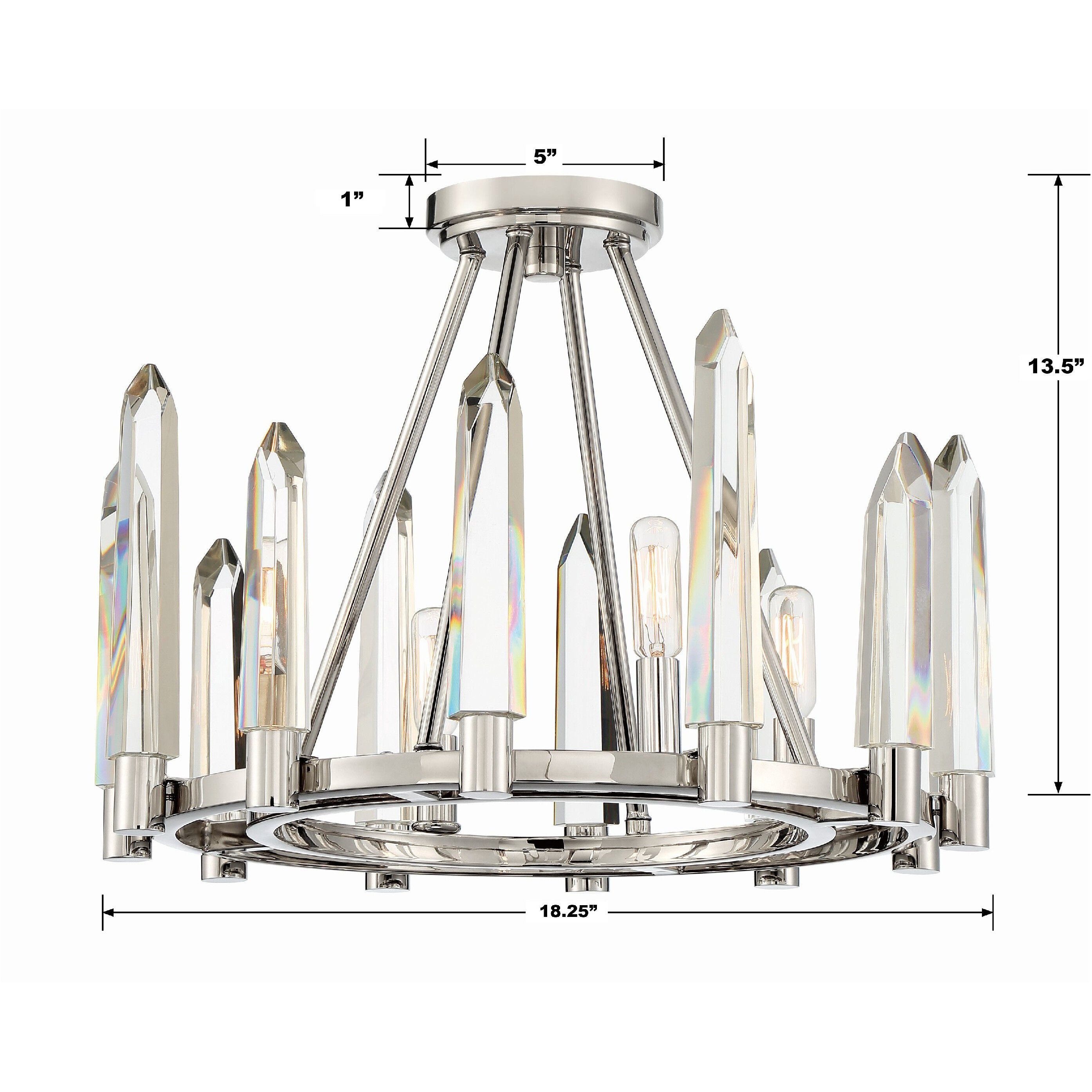 Watson 4 Light 18.25 inch Polished Nickel Semi Flush Ceiling Light