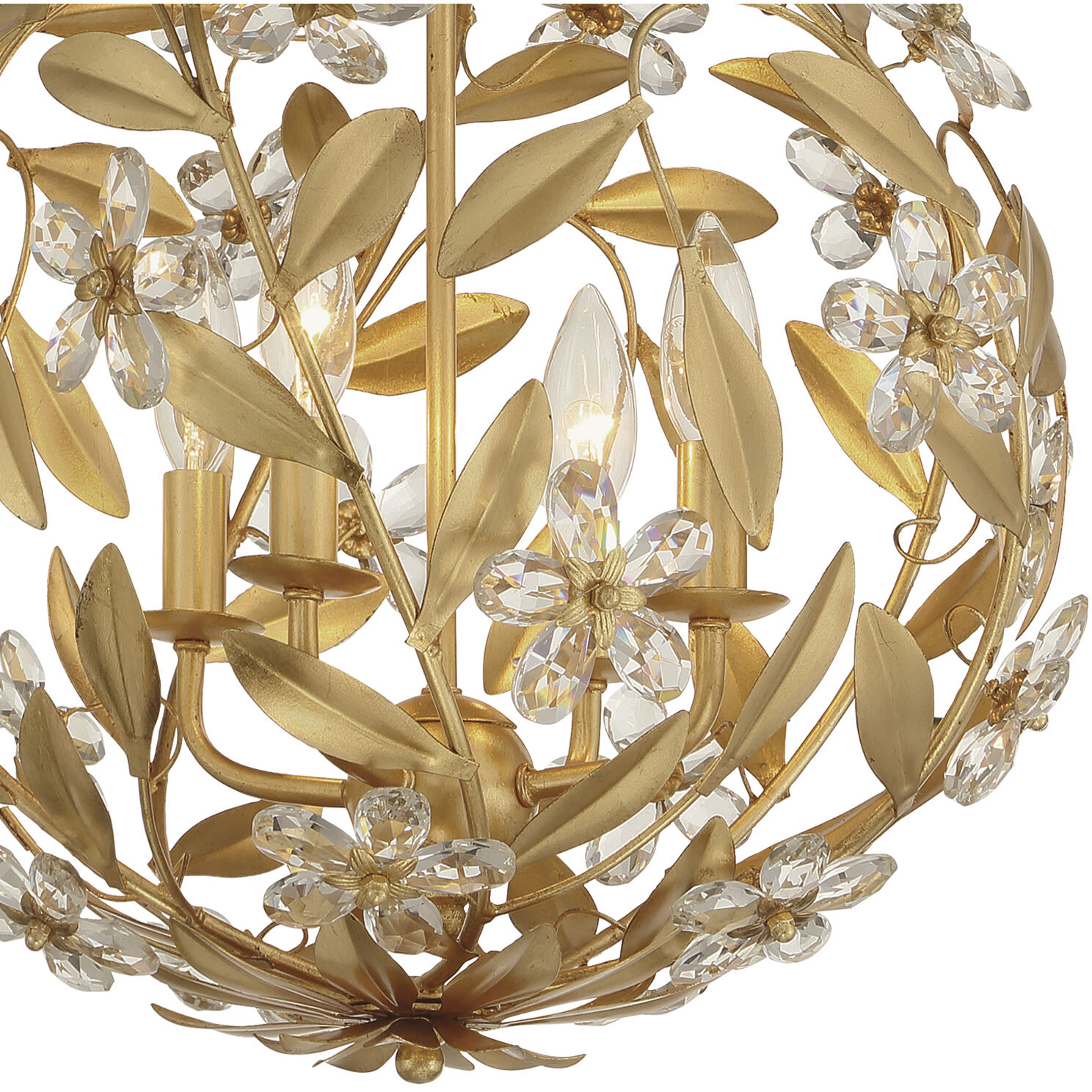 Marselle 4 Light 16.5 inch Antique Gold Mini Chandelier Ceiling Light